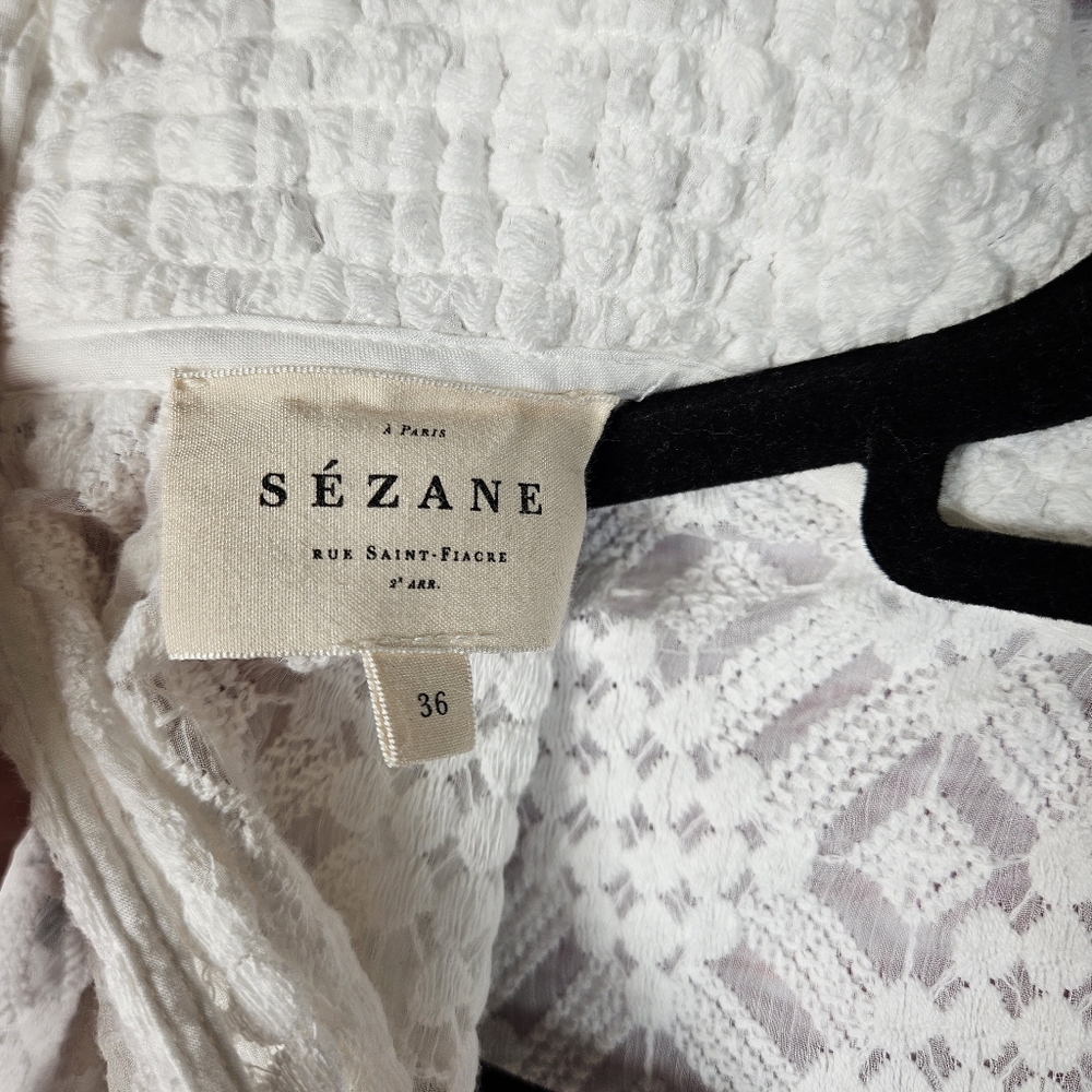Sezane Shona White Lace Long Sleeve Blouse - Picture 14 of 15